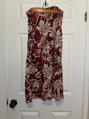 Ricki’s floral botanical linen blend monstera skirt red white Hawaii